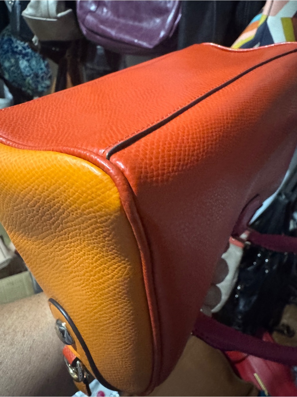 Coach mini Bennett Orange and Pink colorblock Leather Satchel - Picture 15 of 16